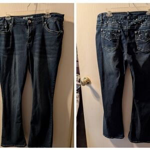 Cato Midnight Blue Boot Cut Jeans with Rhinestone Details